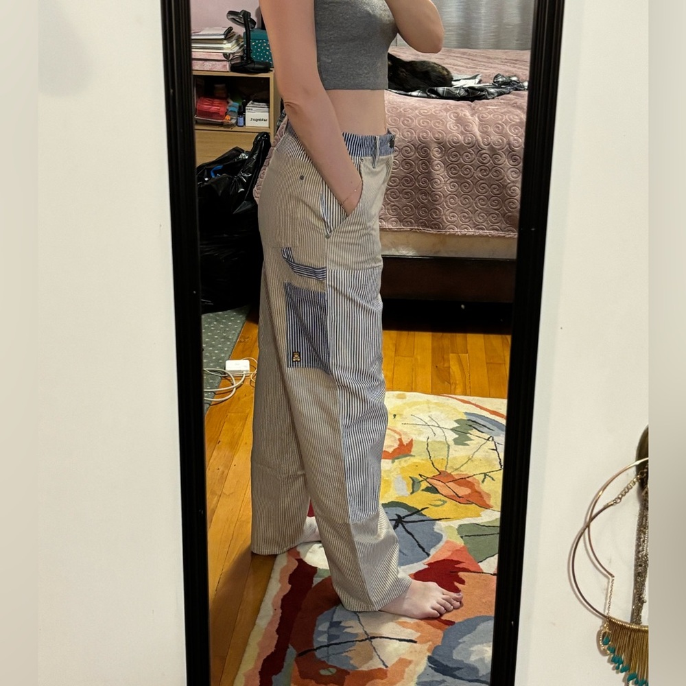Teddy Fresh Beige and Navy Striped Workwear Pants - Picture 2 of 5